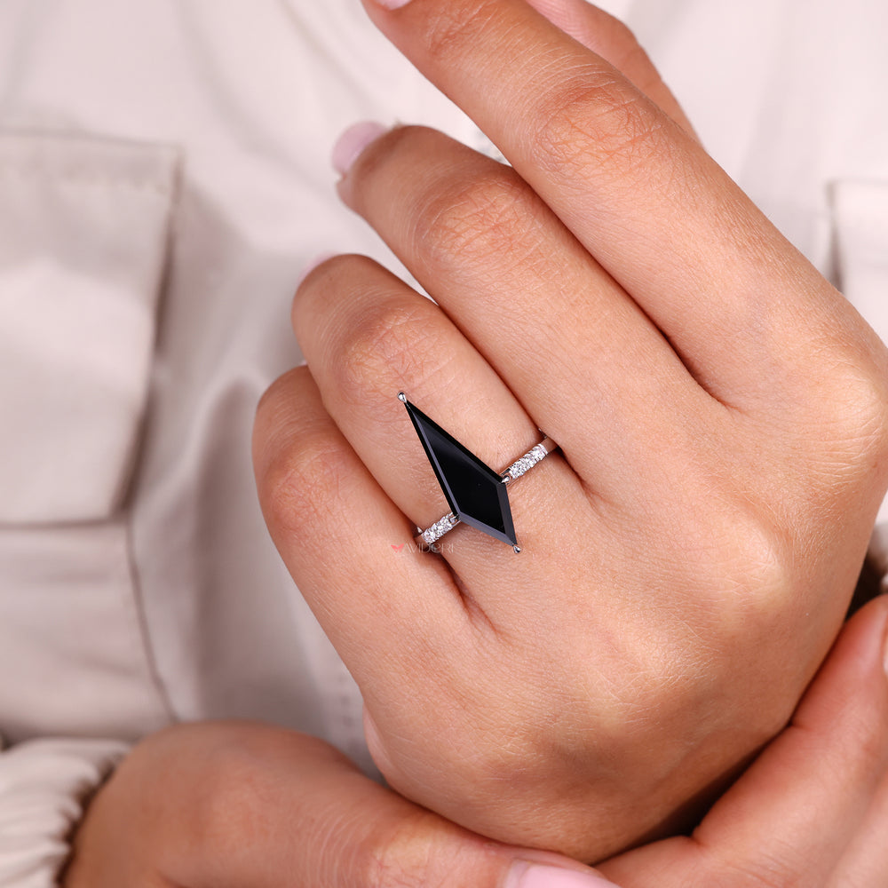 Handmade Black Moissanite Engagement Ring.