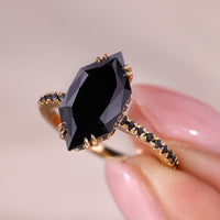 Dutch Marquise Black Moissanite Engagement Ring