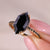 Black Moissanite engagement ring with duch marquise engagement ring.