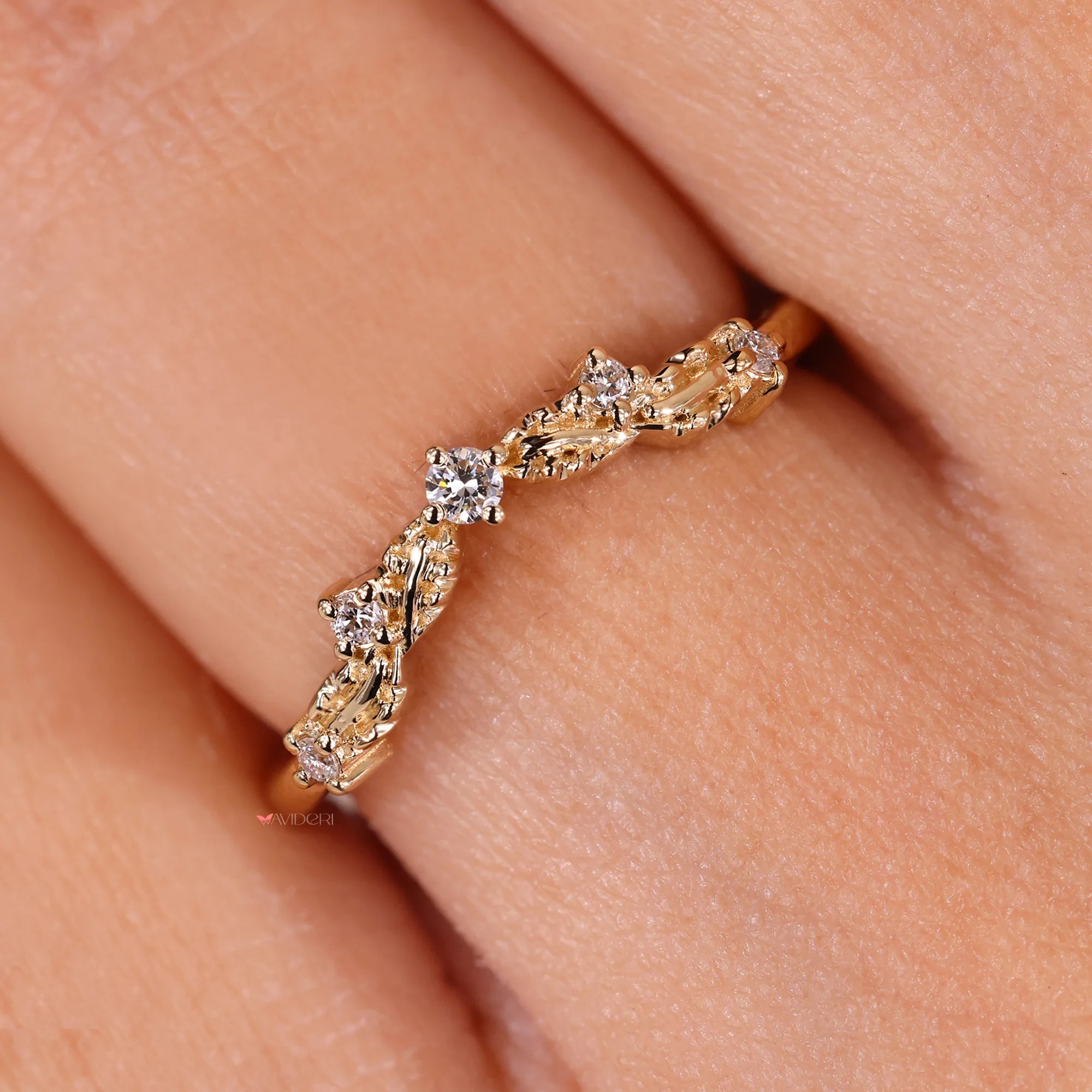 Tapered shank band with custom wedding band.