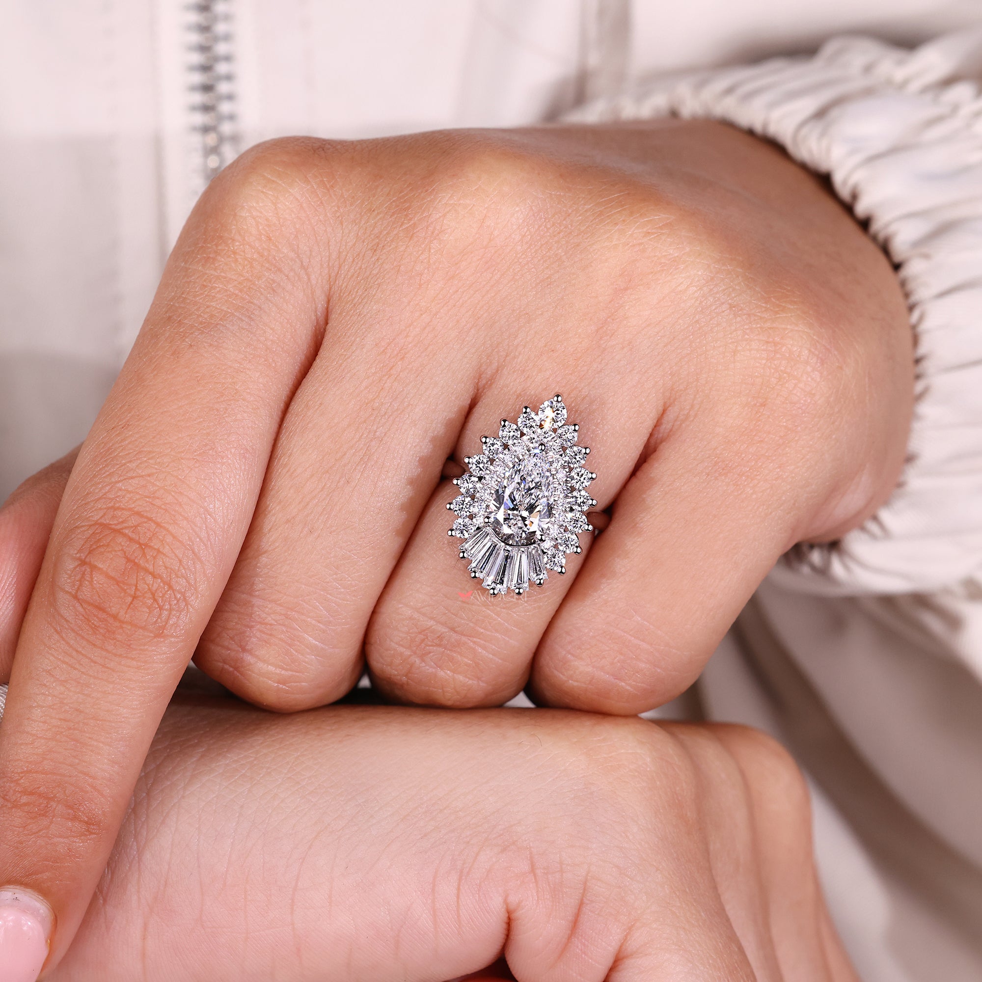 Lab-grown ring with handmade ring.