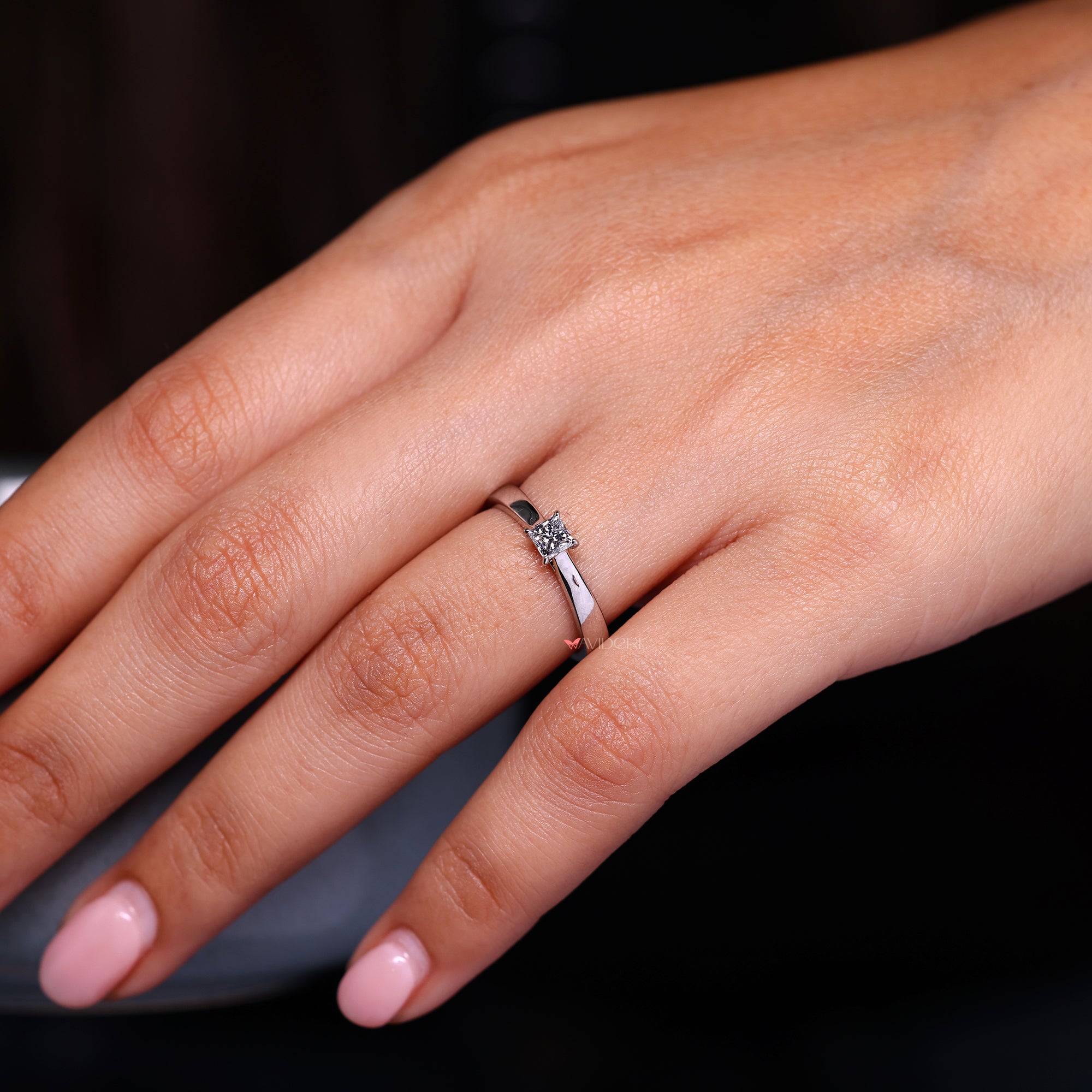 Lab-grown diamond ring with white gold diamond ring.