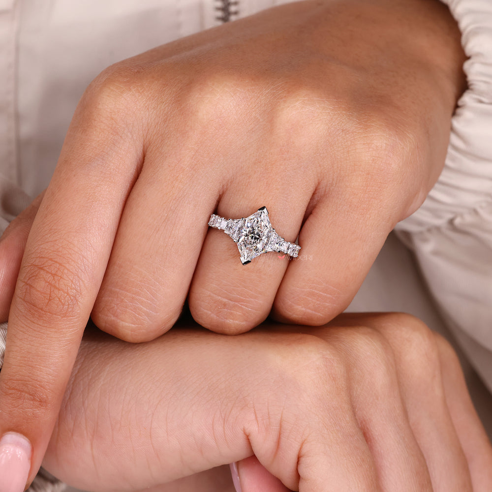 IGI certified ring with princess side stone.