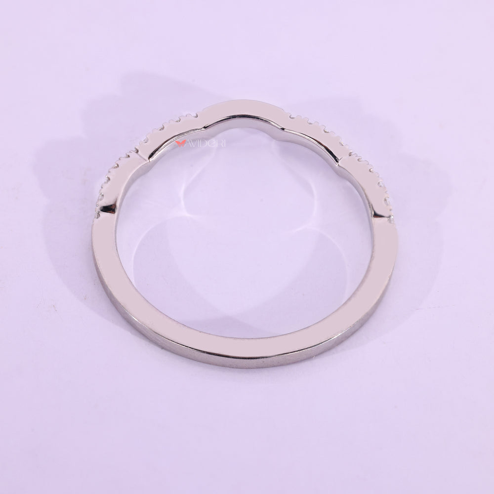 White gold wedding band with moissanite wedding band.