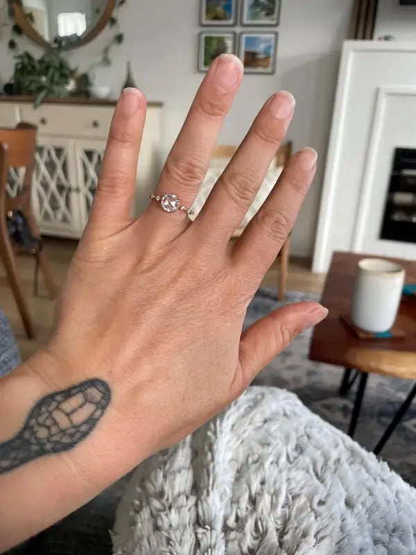This ring is absolutely perfect! I get so many compliments on it and love the way it picks up the light.