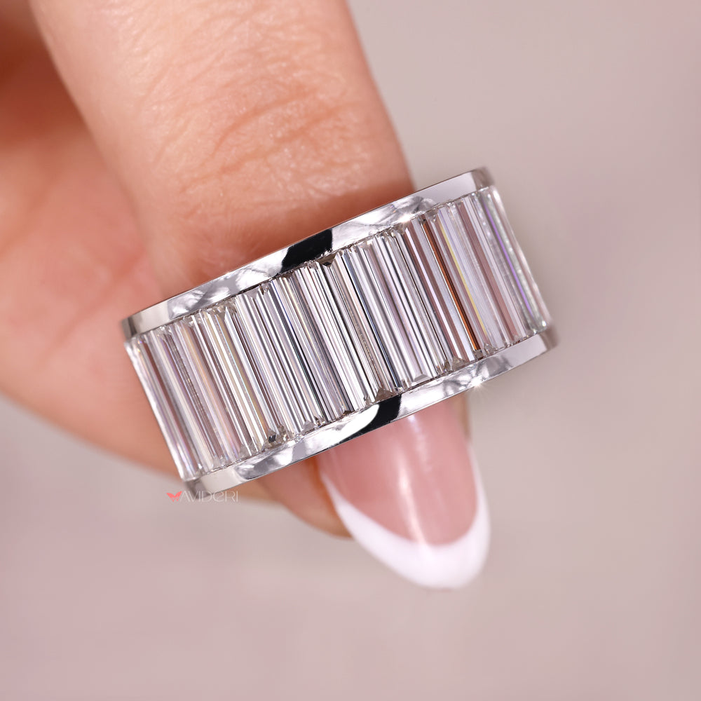 Handmade jewelry wedding band with lab grown diamonds.
