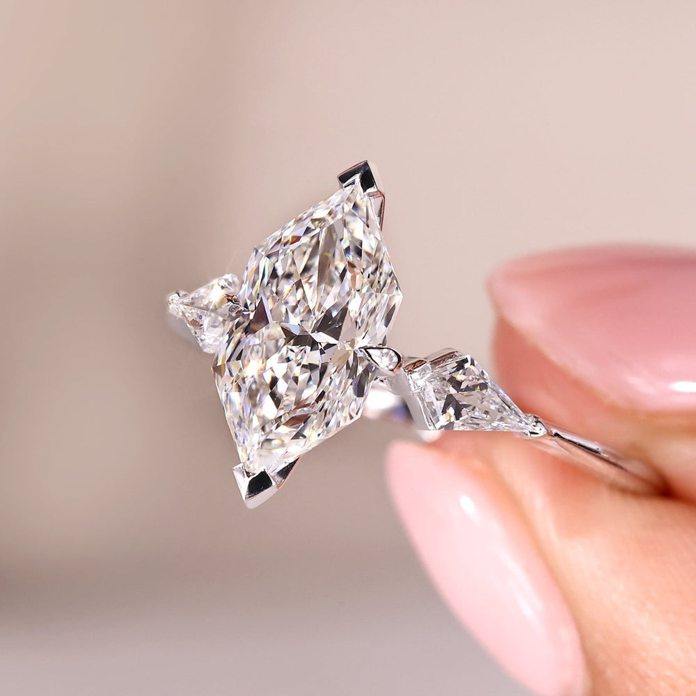 Dutch marquise ring crafted with Lab Grown Diamond and handmade white gold finish.