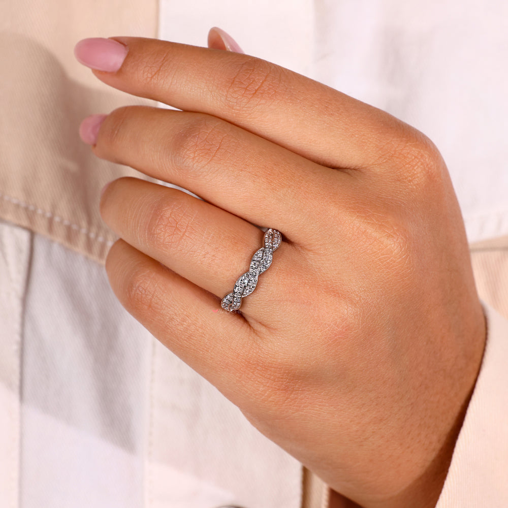 Round diamond band with brilliant white diamonds.
