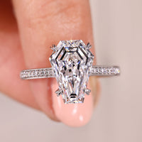 Coffin Cut Diamond Engagement Ring With Hidden Halo Style
