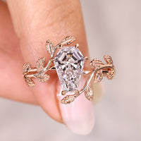 Nature Inspired Coffin Cut Diamond Engagement Ring