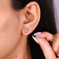 White gold Coffin Cut Moissanite Earrings