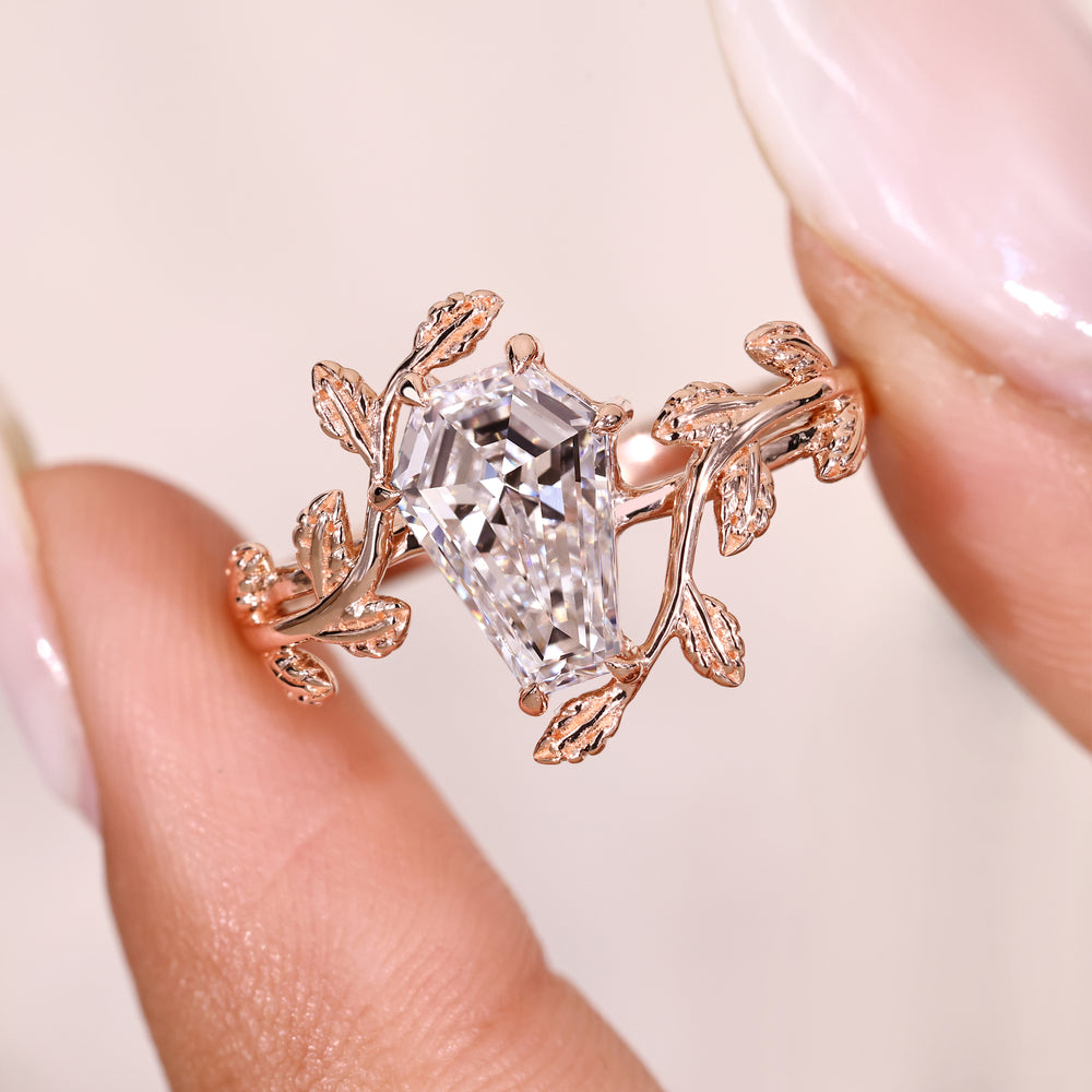 Lab grown coffin cut diamond ring with clean lines.
