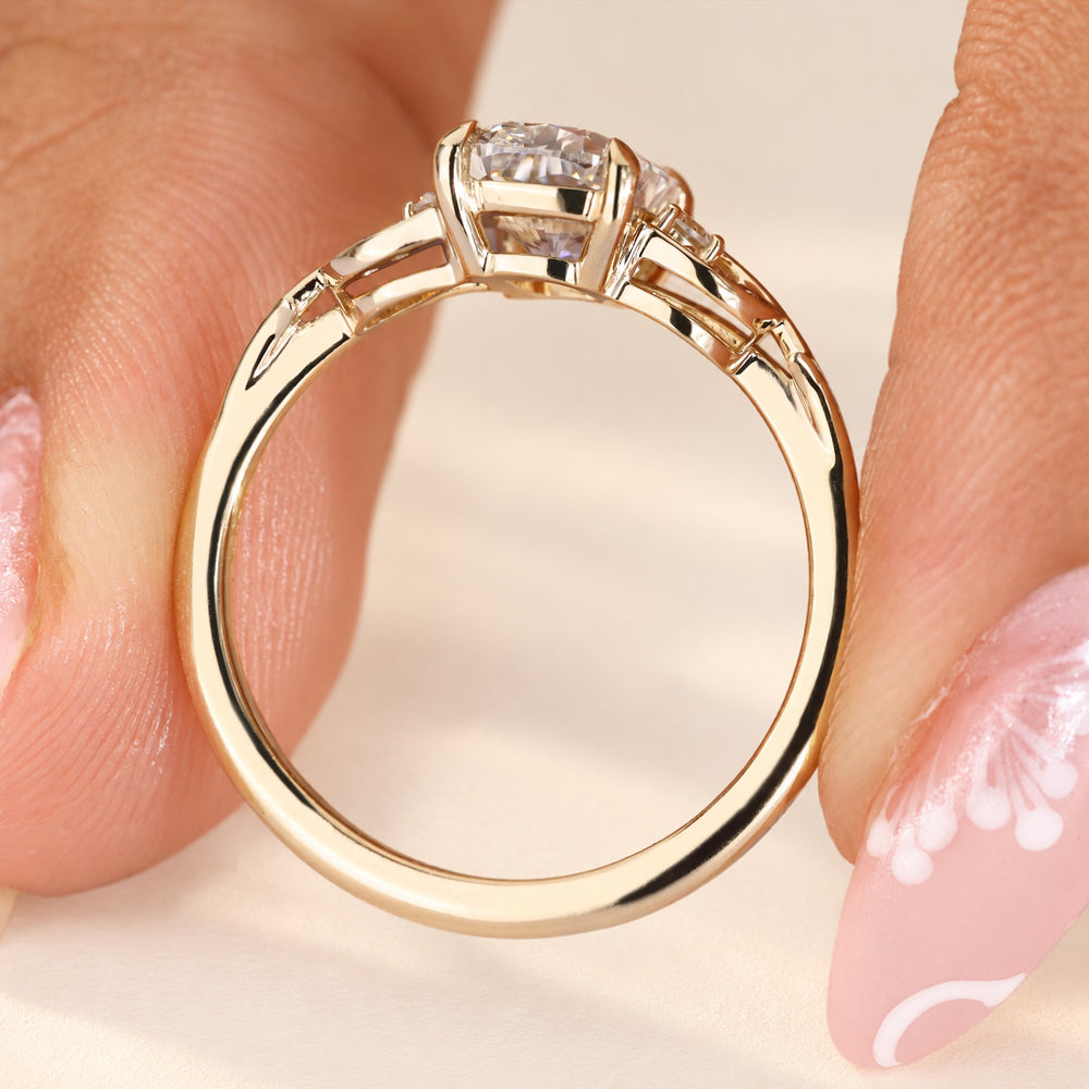 IGI certified cushion diamond ring with round sides.
