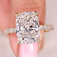 5 Carat IGI Certified Cushion Cut Diamond Ring With Pave Band