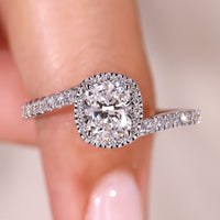Halo Style Cushion Cut Diamond Ring