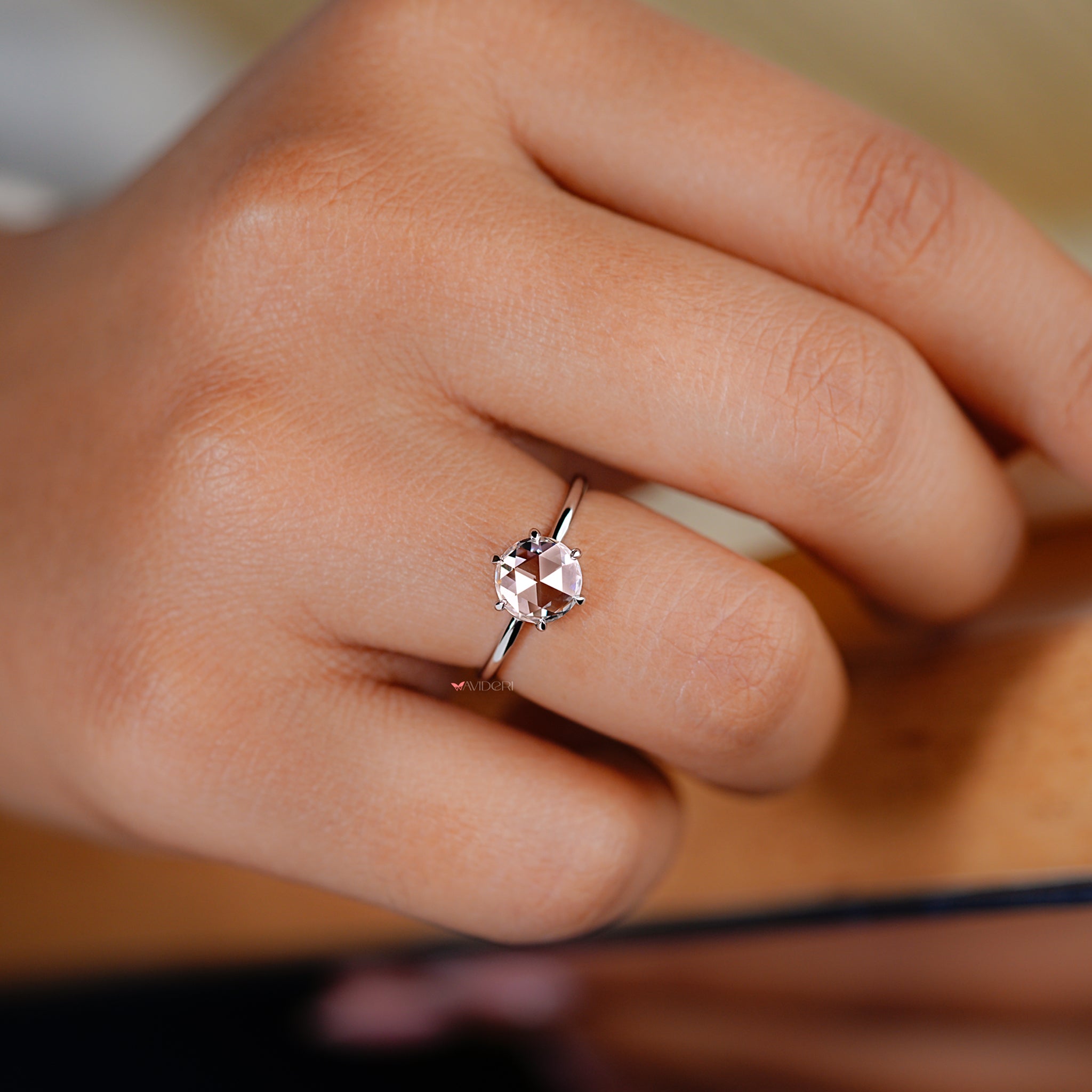 round rose cut engagement ring crafted for a classic and modern style
