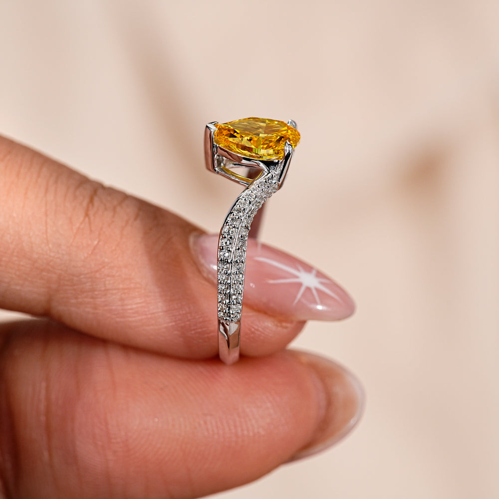 Pave set diamond ring with shimmering accents and luxurious appeal.
