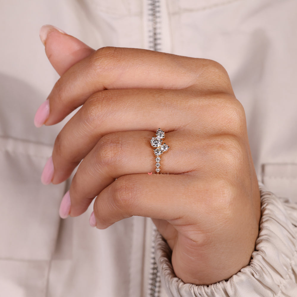 IGI certified round diamond ring with prong setting.