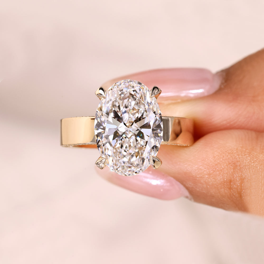 IGI certified oval diamond ring handmade.
