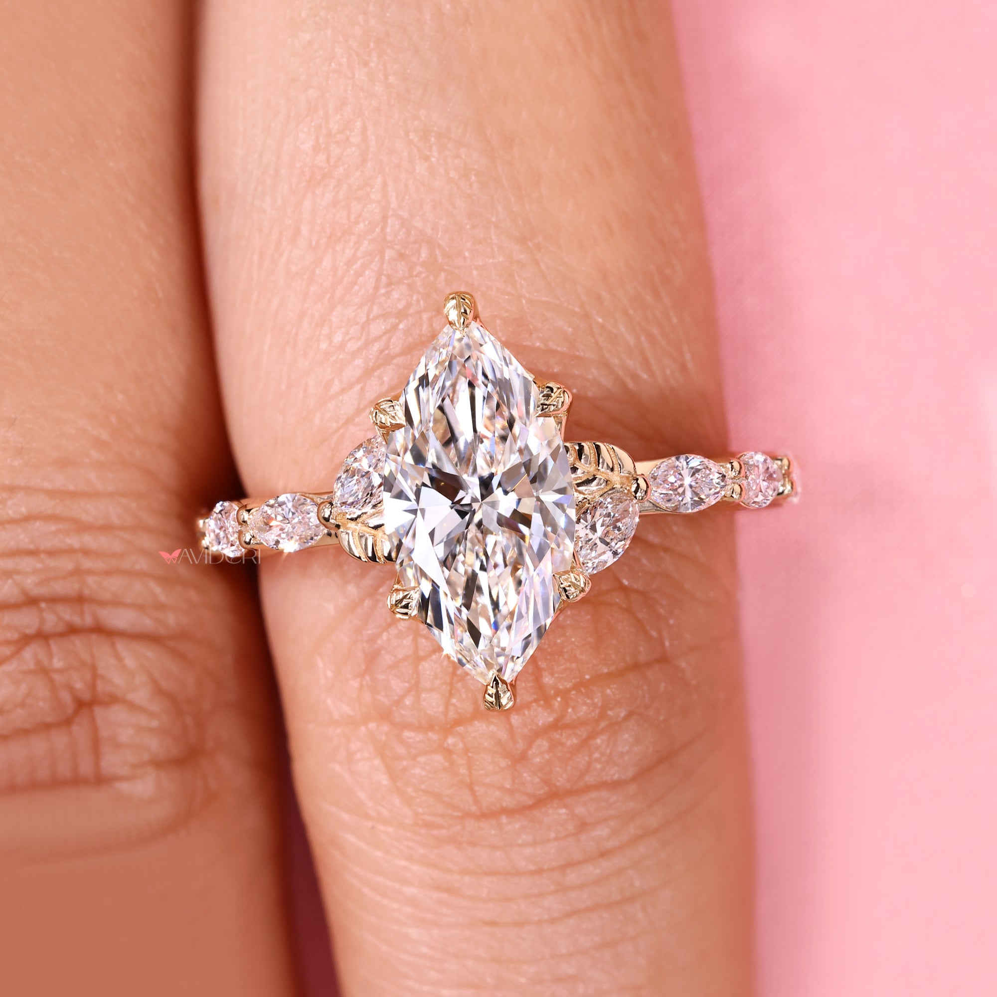 IGI certified marquise diamond ring handmade.

