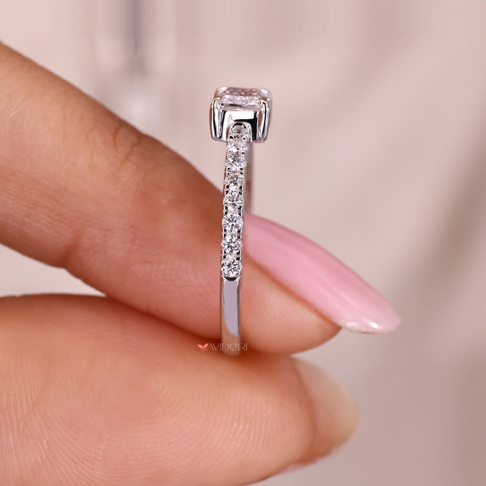 East to west radiant cut diamond ring handmade.