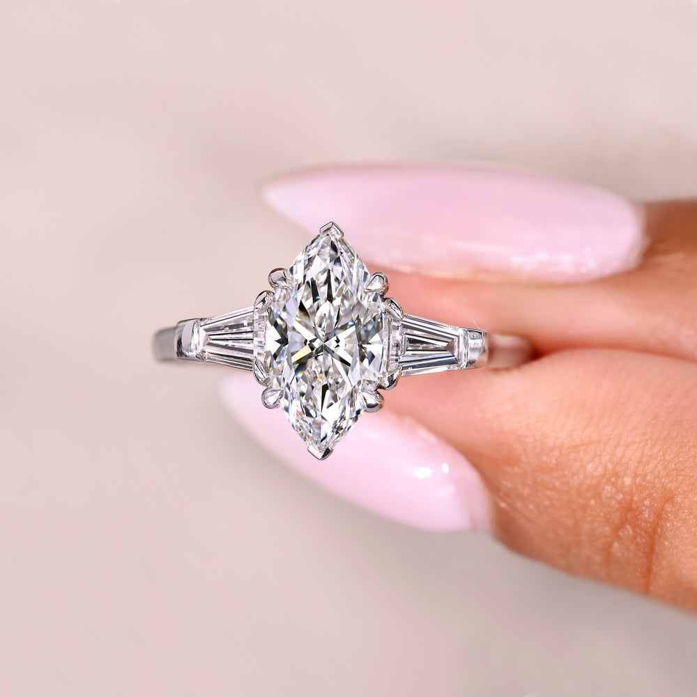 IGI certified marquise diamond ring handmade.
