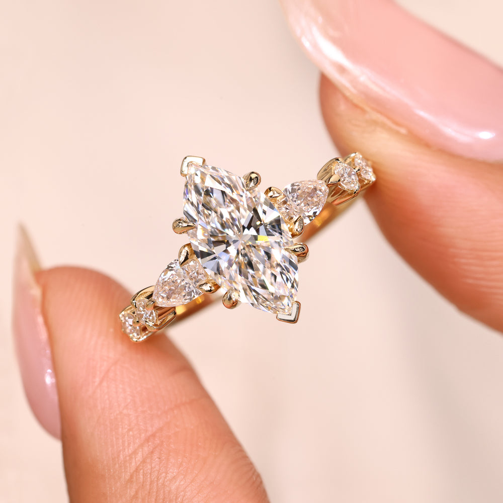 IGI certified marquise diamond ring handmade.
