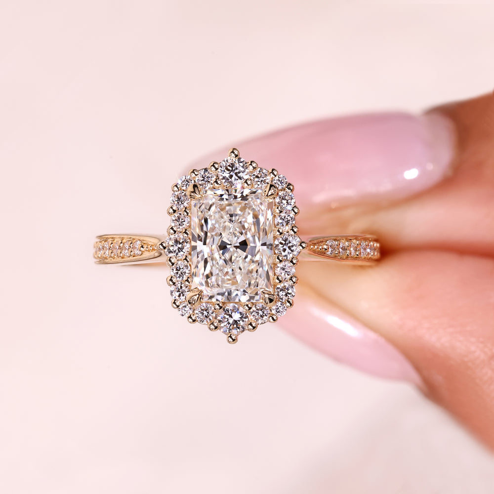 IGI certified radiant diamond ring handmade.
