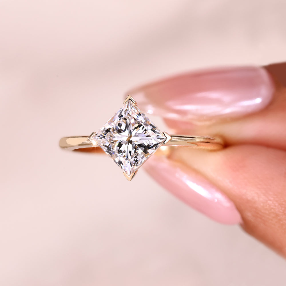 IGI certified princess diamond ring handmade.
