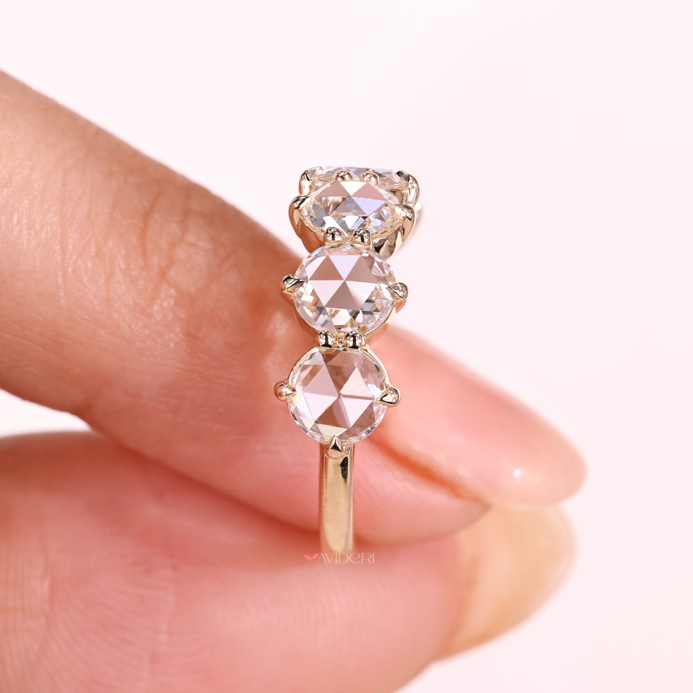 Classic rose cut diamond half eternity ring.
