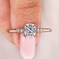 Five Stone Cushion Cut Moissanite Ring