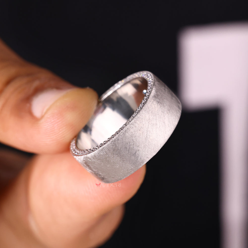 Avideri men’s wedding band with lab grown stones.