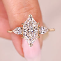 Dutch Marquise Diamond Ring with Pear Side Stones