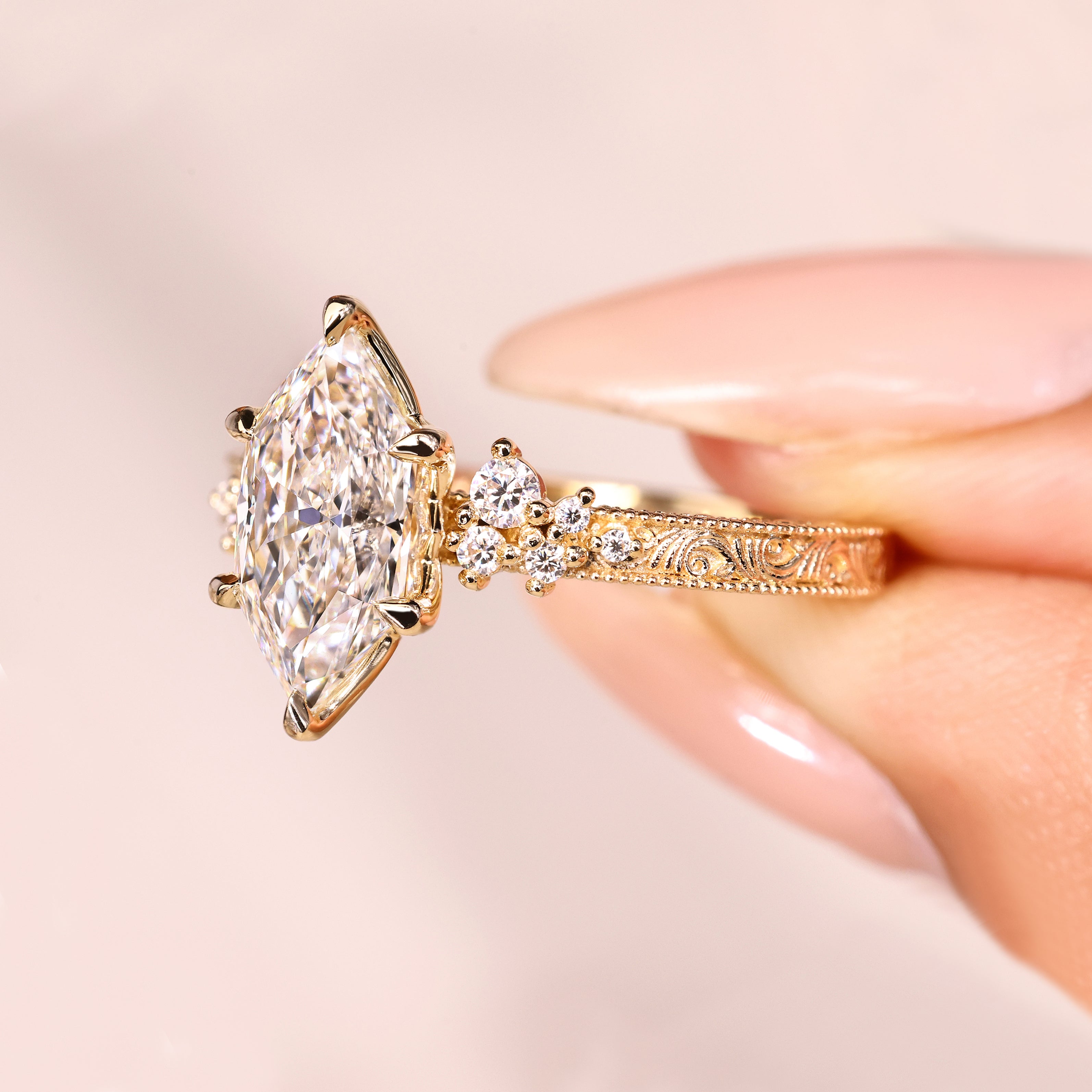 IGI certified marquise diamond ring handmade.
