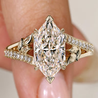Dutch Marquise Diamond Ring with Split Shank Pave Style