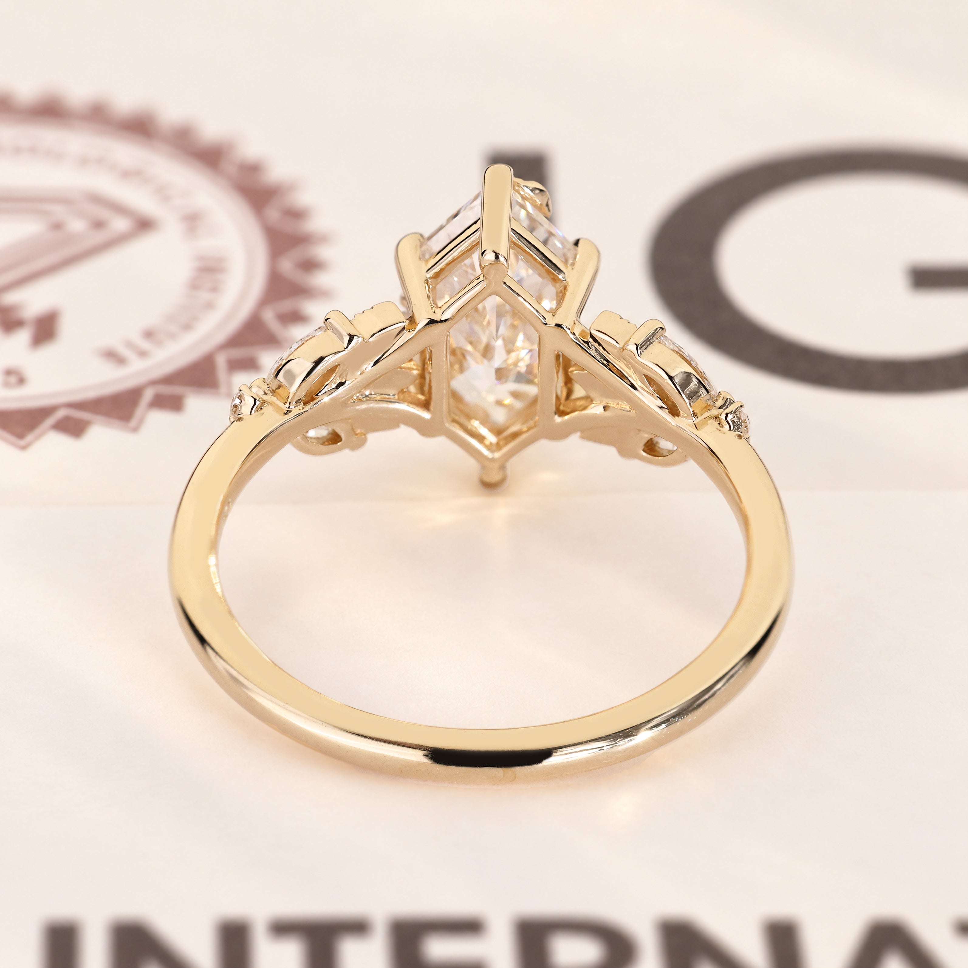 Dutch marquise ring with claw prong setting.

