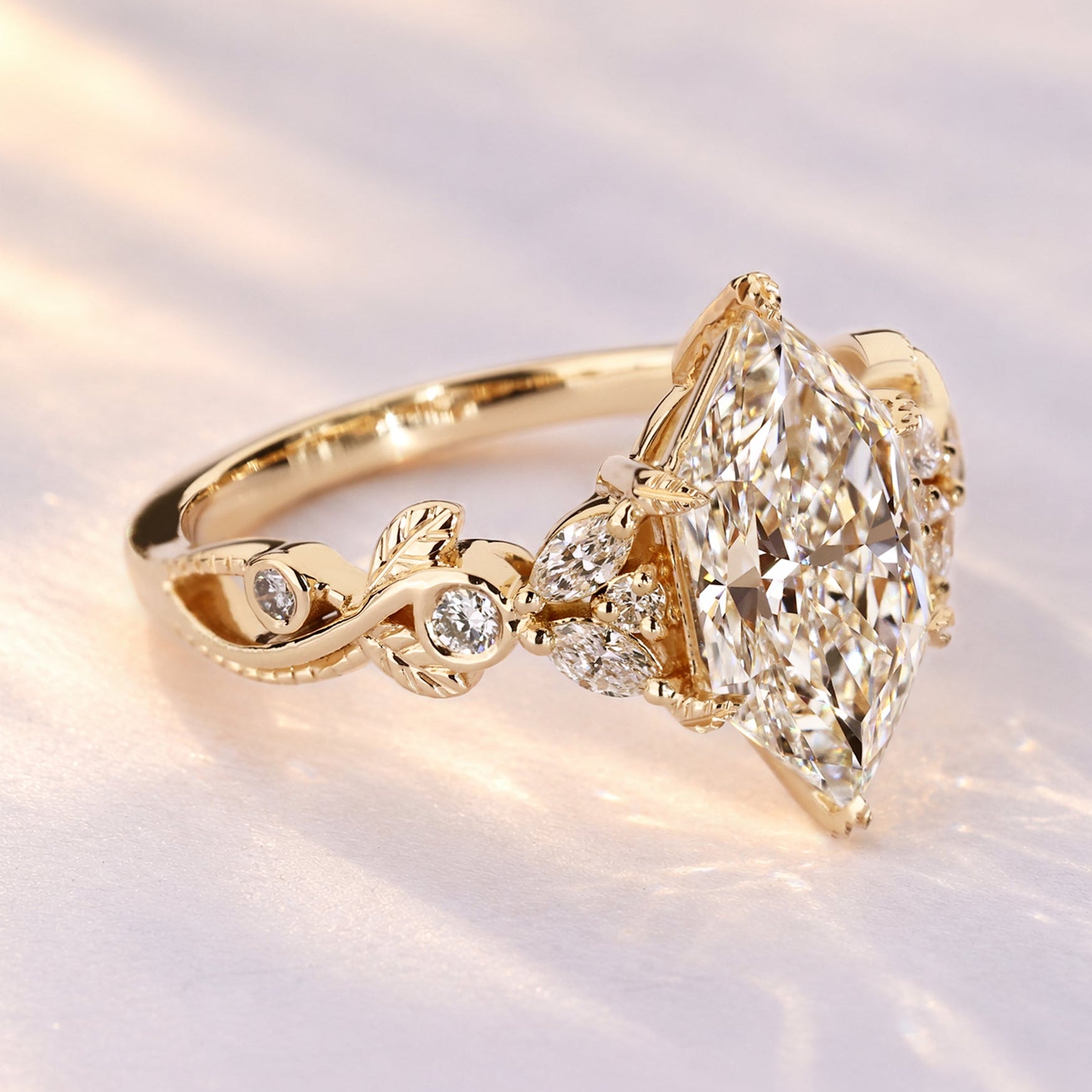 Dutch marquise ring with round and marquise stones.
