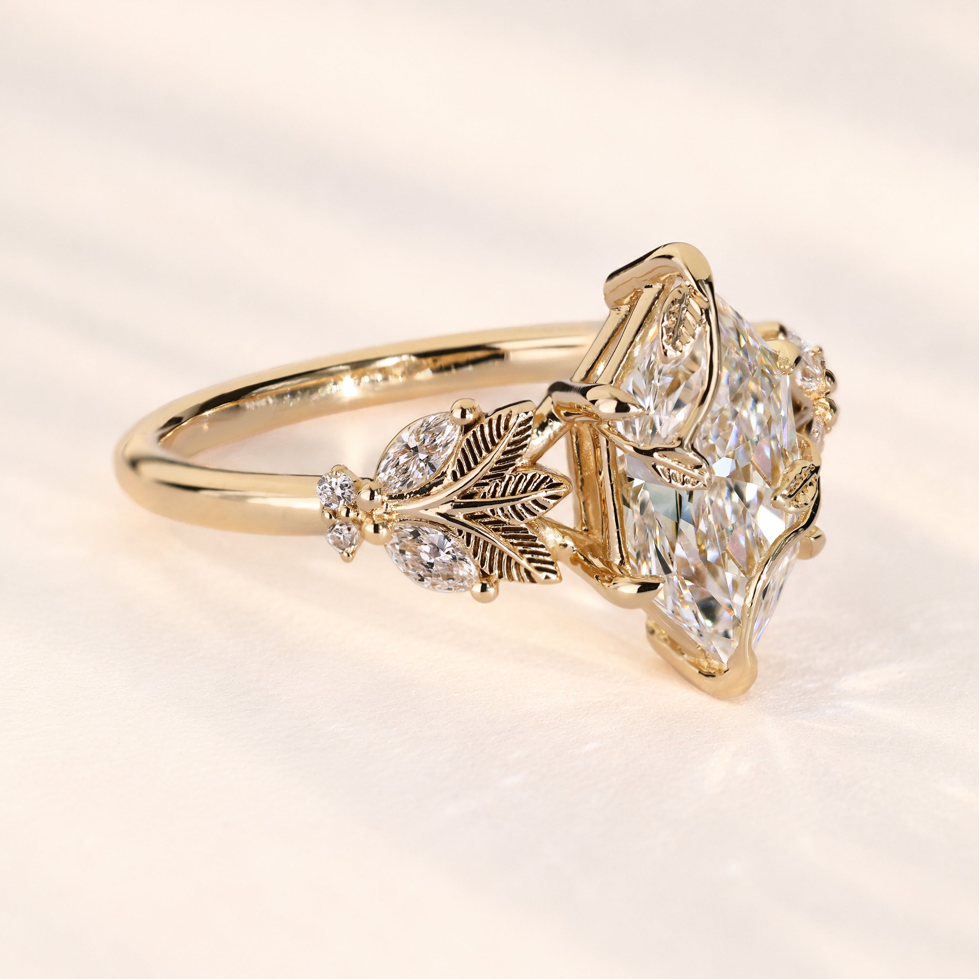 Dutch marquise ring with marquise and round diamonds.
