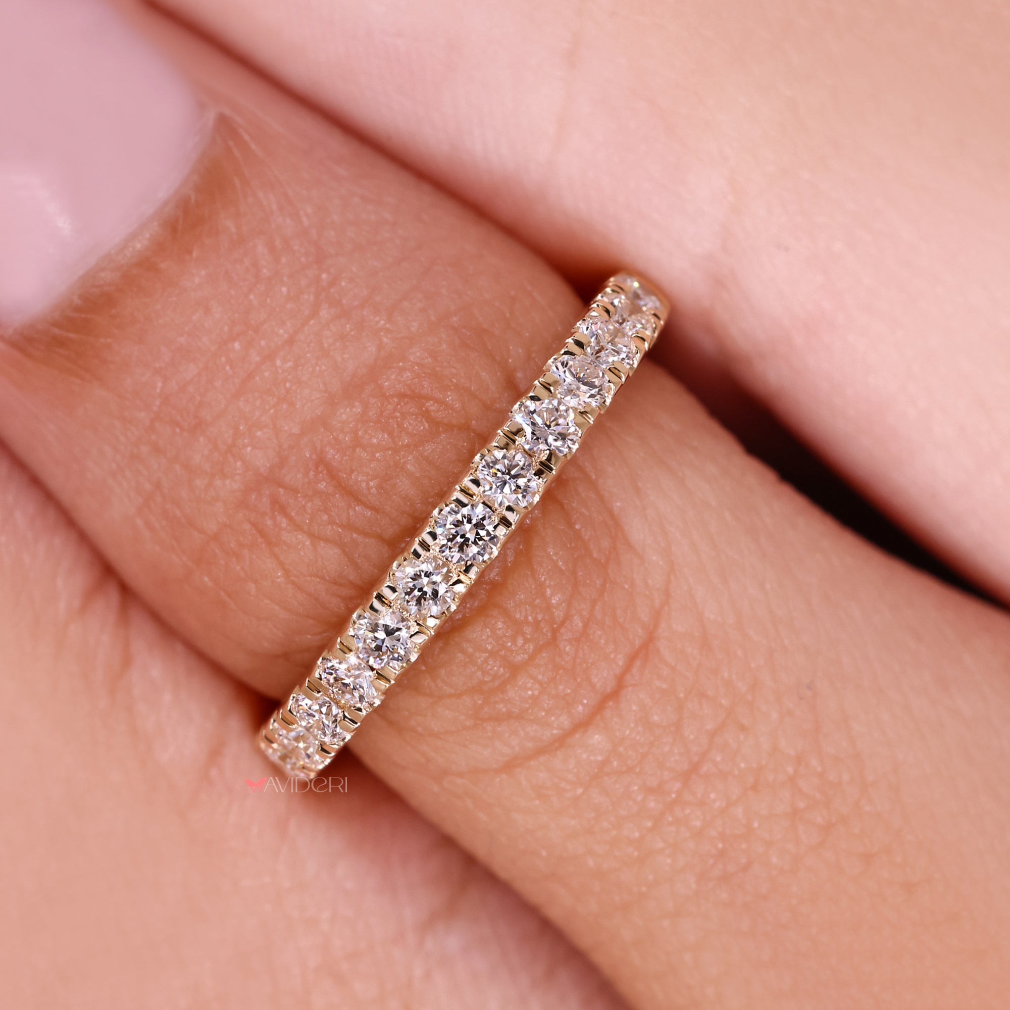 Handmade diamond half eternity band by Avideri.

