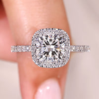 Cushion Cut Diamond Ring in Pave Style Band