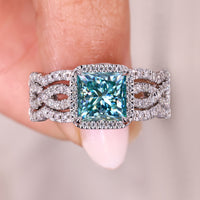 Princess Cut Bridal Set With Infinity Twisted Pave Band