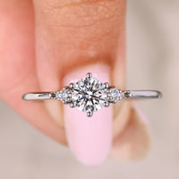 3 Stone Round Engagement Ring With White Gold