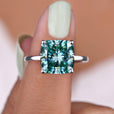 Cushion Cut Engagement Ring In Cyan Blue Moissanite