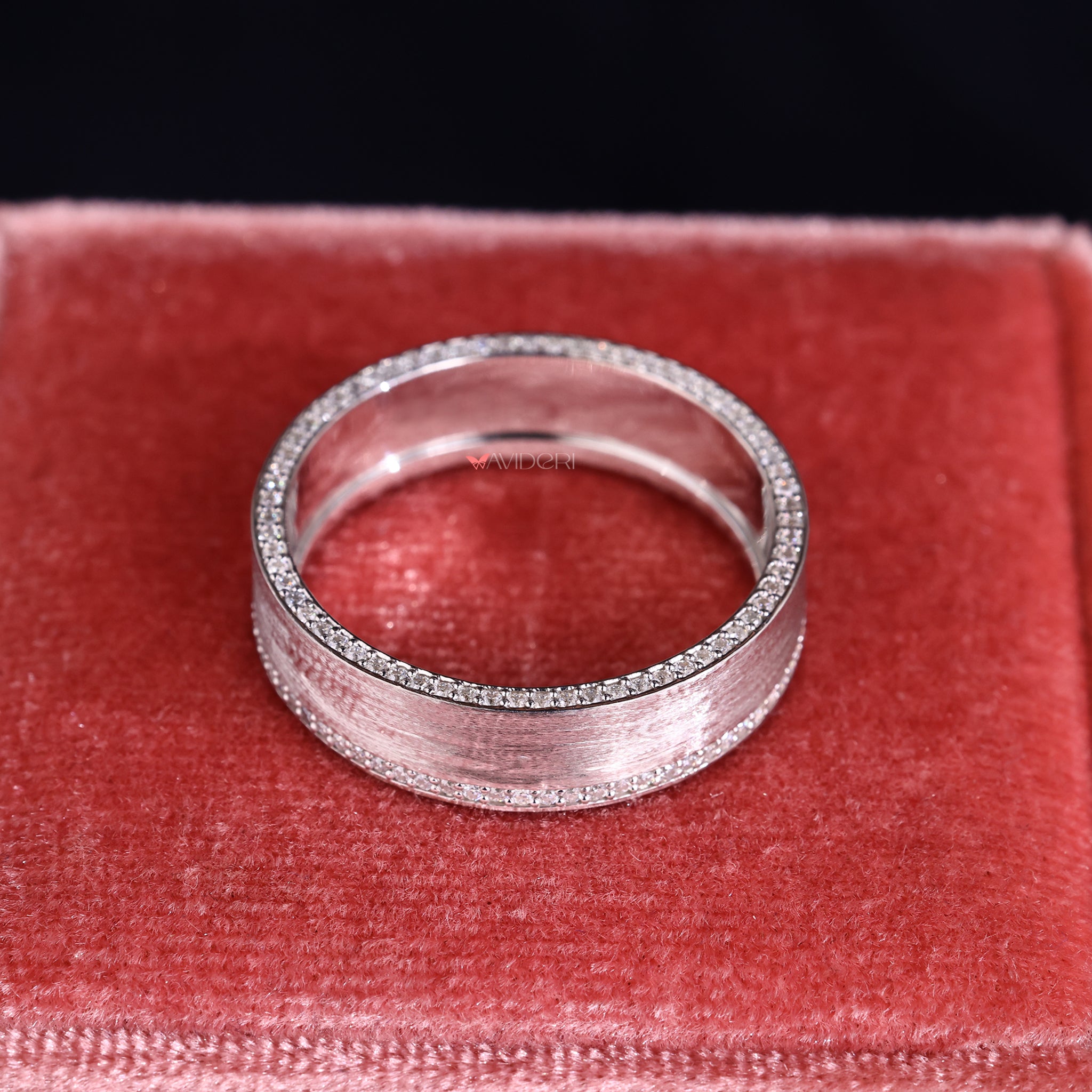 Satin Finish wedding ring gives a bold and matte texture look.
