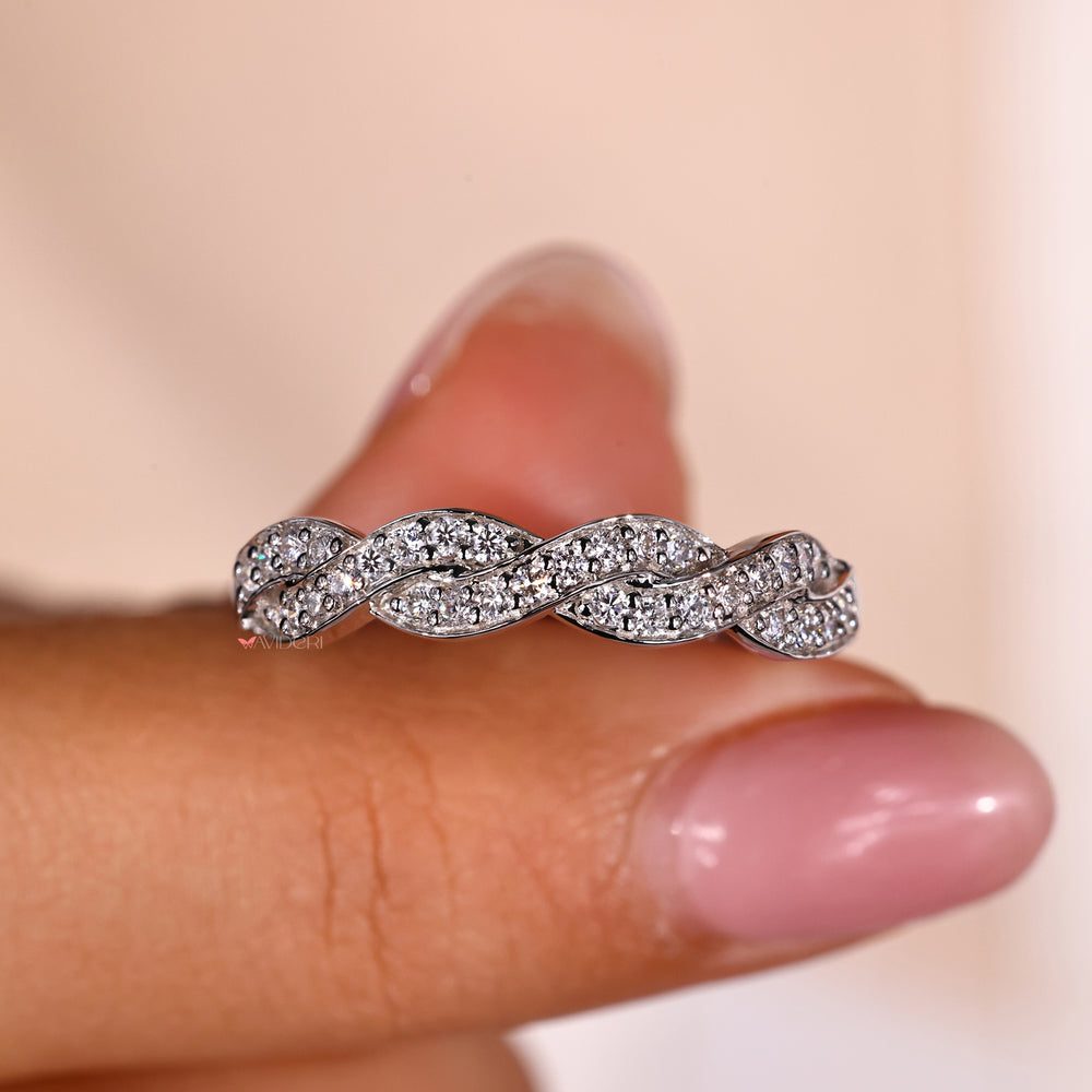 White gold wedding band with a smooth, classic design.
