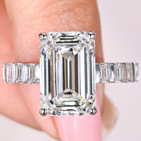 IGI Certified 5 Carat Emerald Cut Diamond Ring in Bar Setting