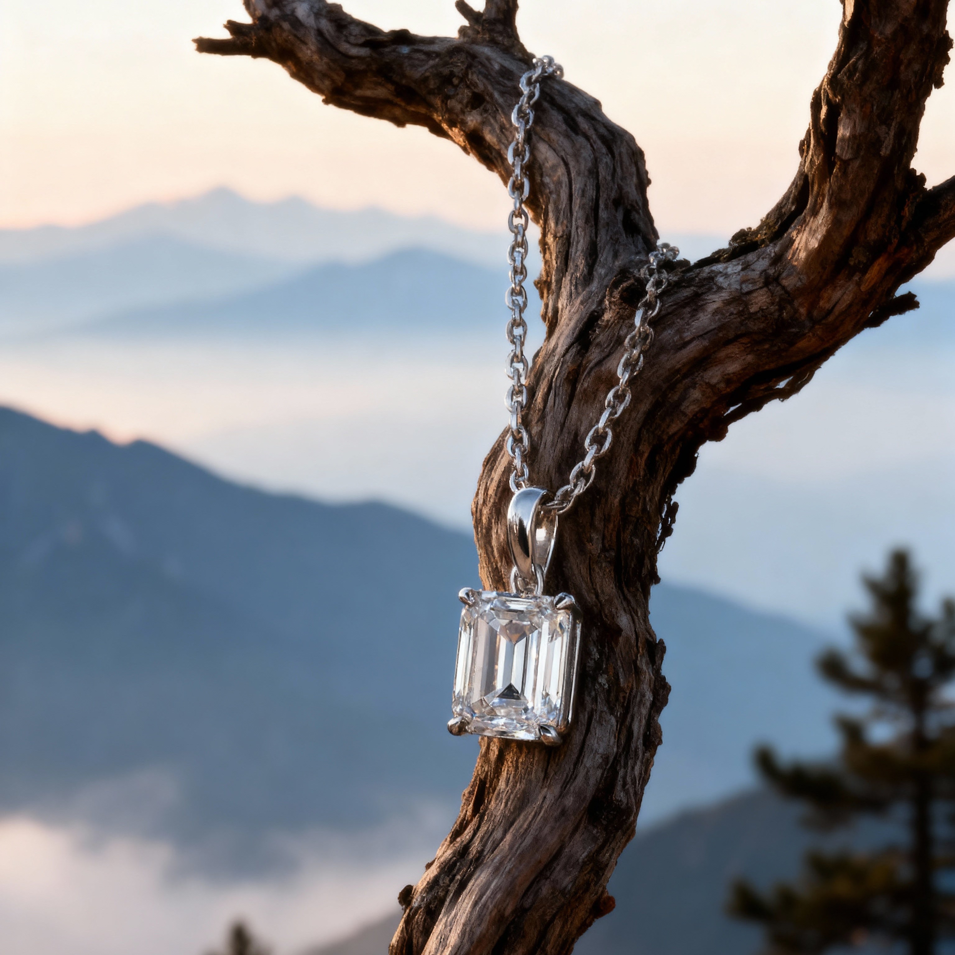 emerald cut diamond pendant for wedding gifts