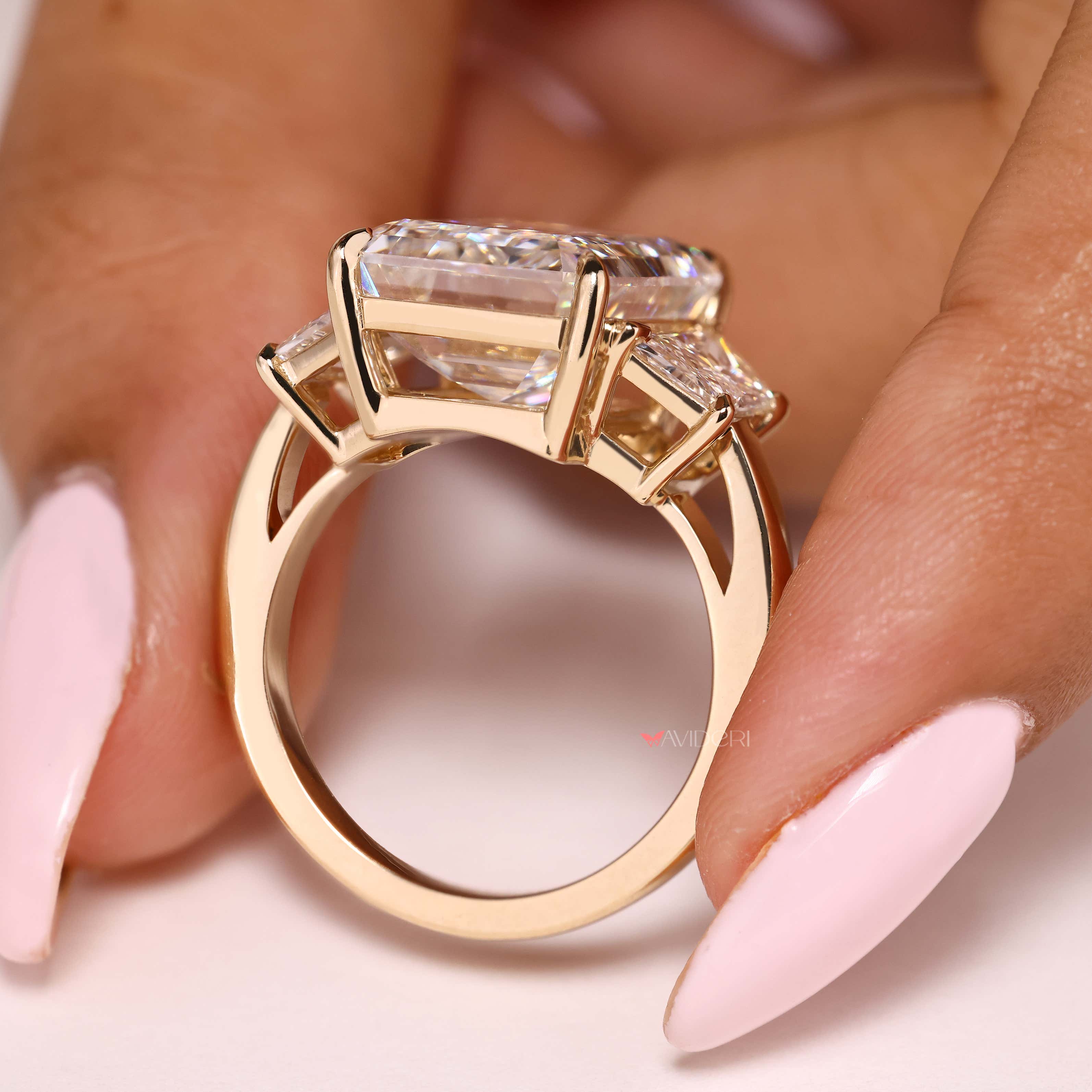 Lab grown emerald diamond ring available in multiple carat sizes
