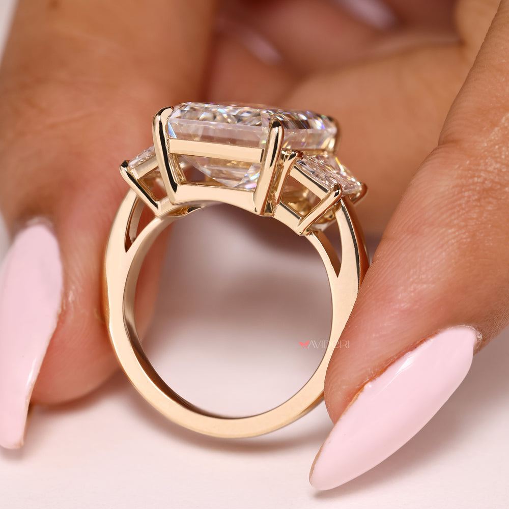 Lab grown emerald diamond ring available in multiple carat sizes
