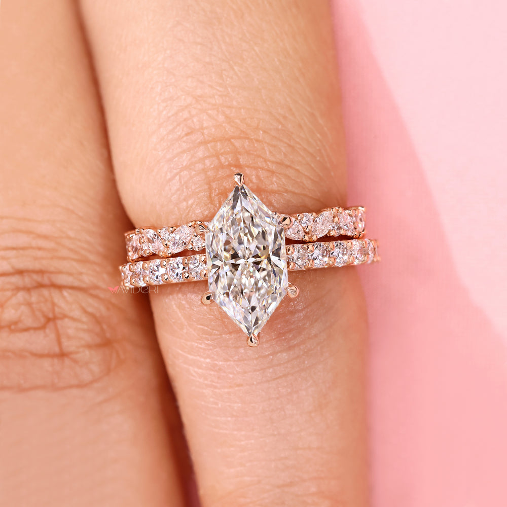 Handmade engagement ring with eternity band set.
